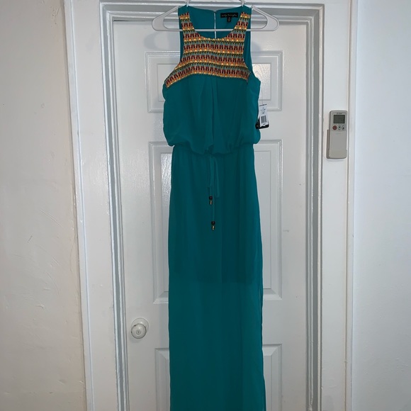 City triangle m medium long junior dress teal green going out casual summer - Picture 1 of 7